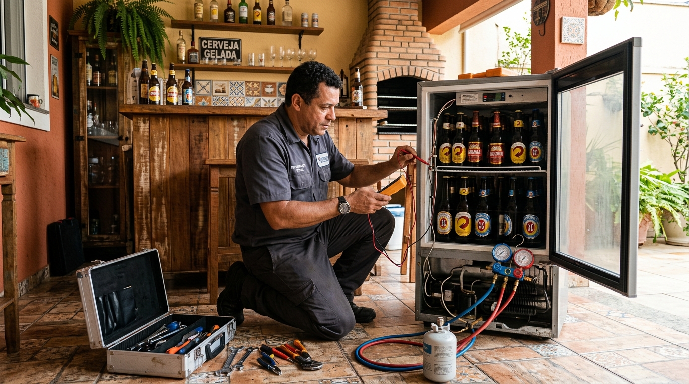 Recarga de gás refrigerante em cervejeira em atendimento em Porto Alegre‑RS