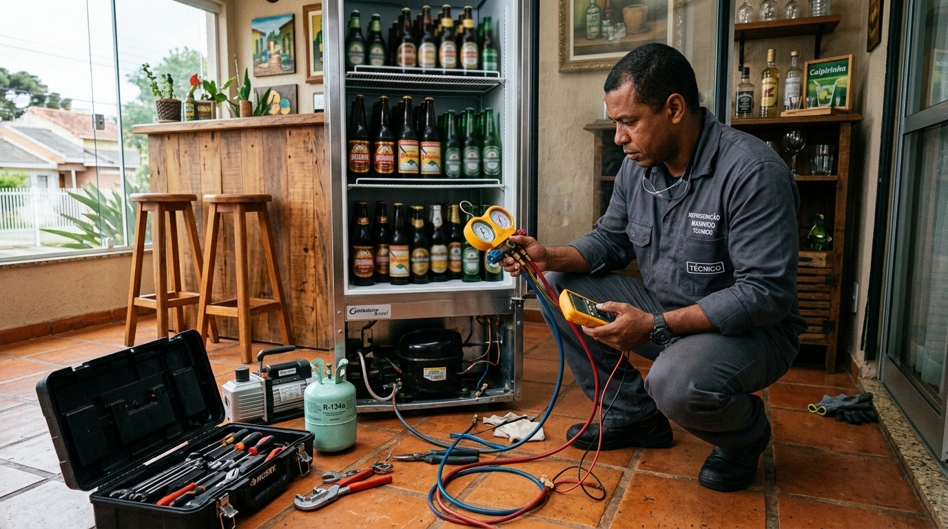 Técnico de conserto de cervejeira em residência em Porto Alegre‑RS